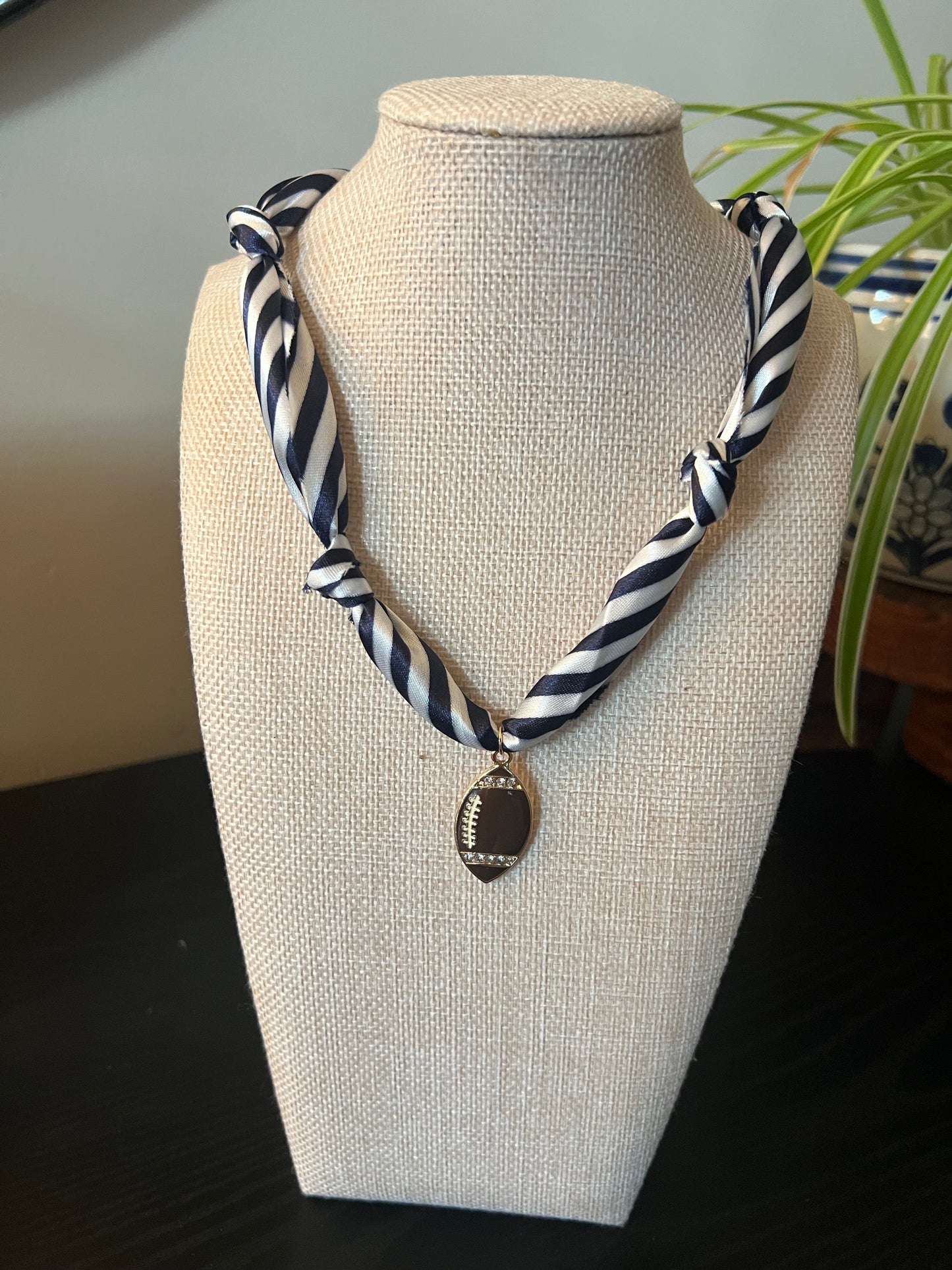 Navy Stripped Scarf Necklace
