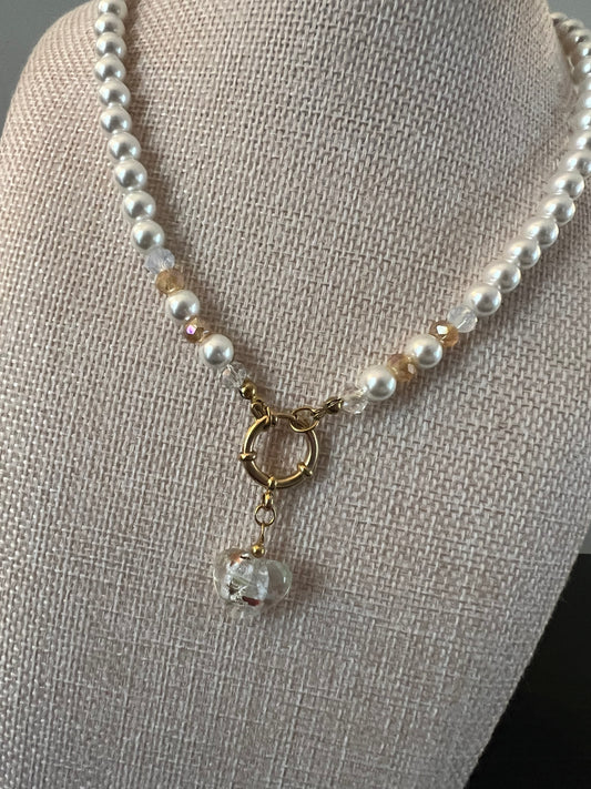 Peal Heart Beaded Necklace