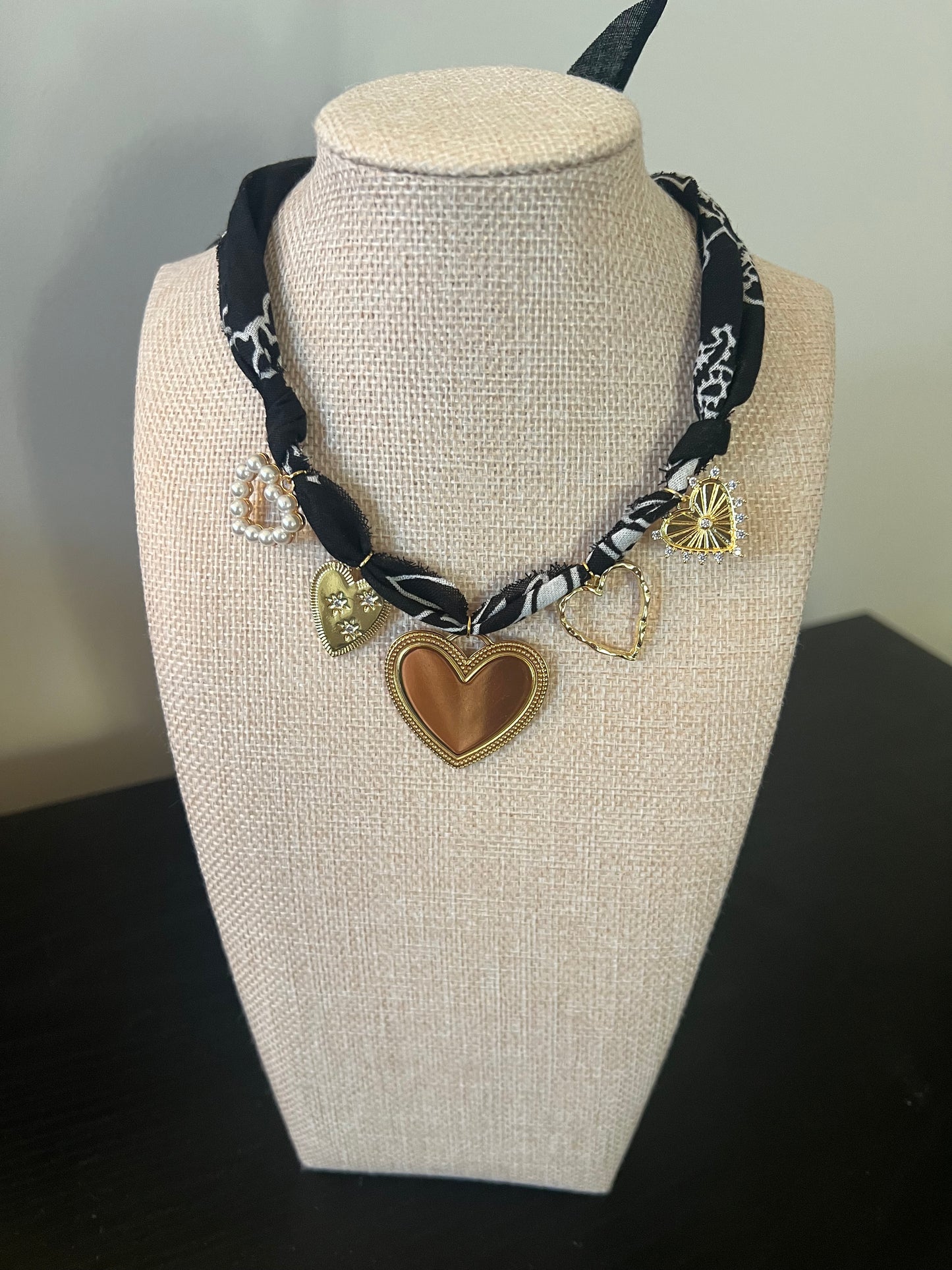 Heart Charm Bandana Necklace