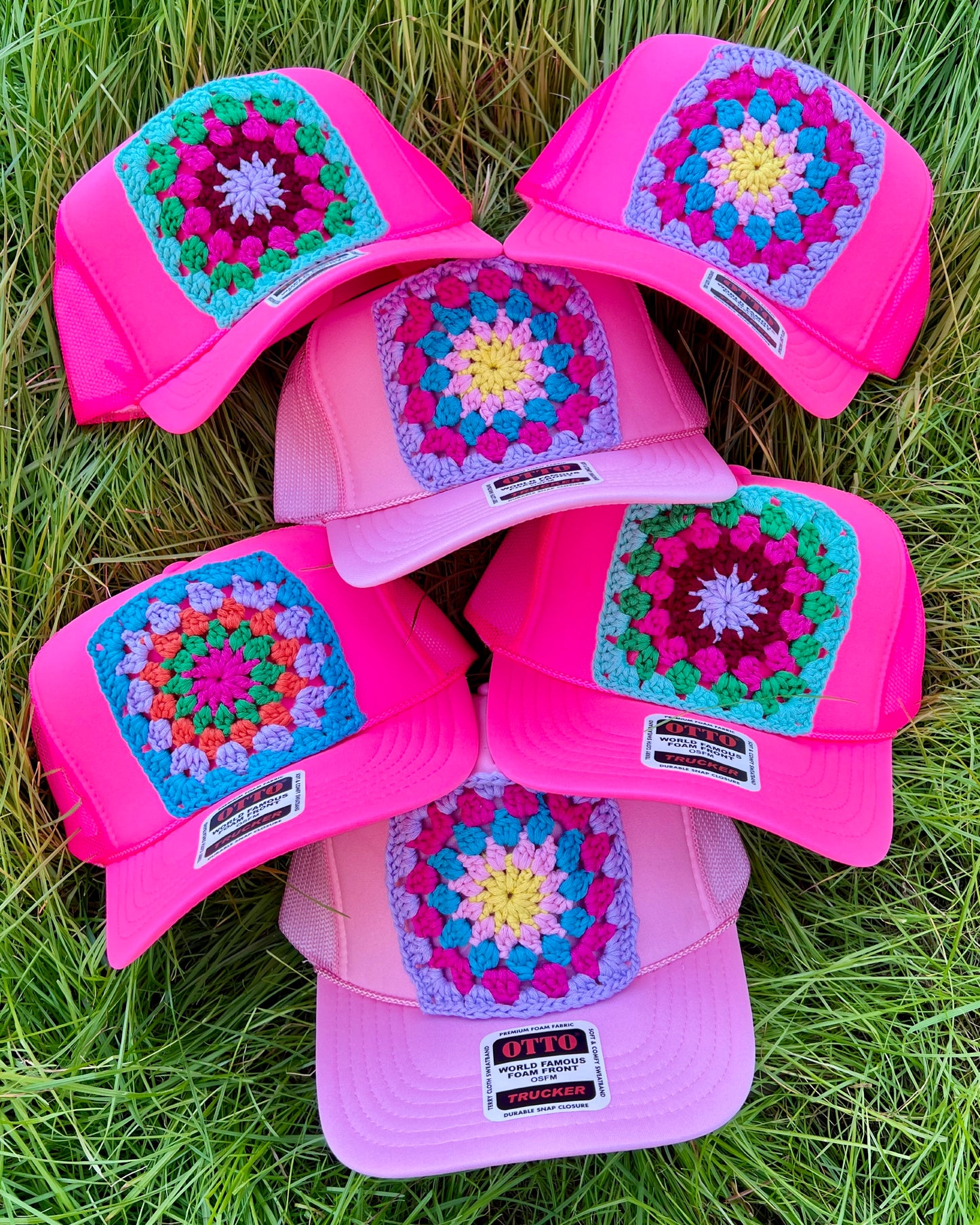 Hot Pink Granny Square Hat