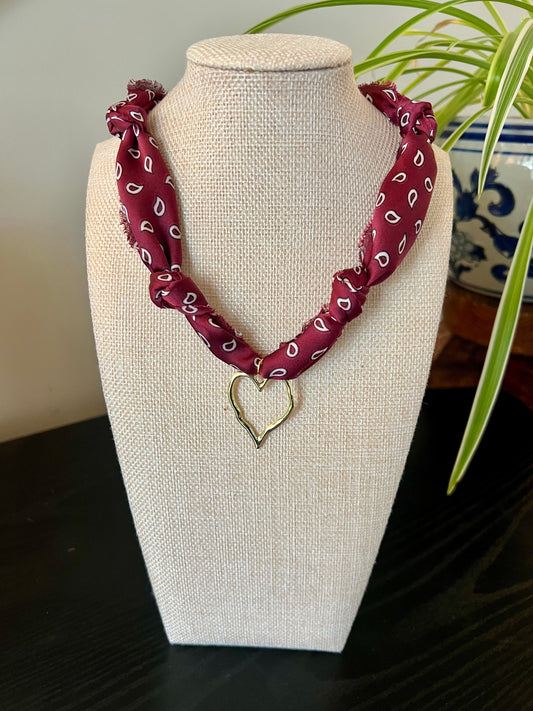 Maroon Paisley Scarf Necklace