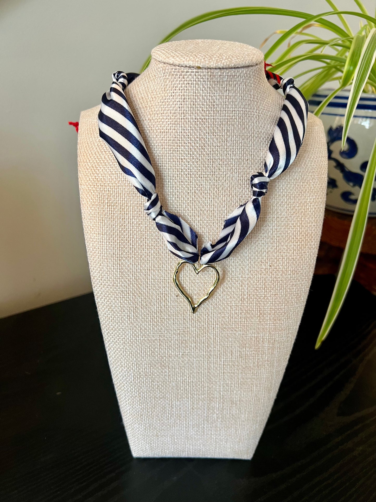 Navy Stripped Scarf Necklace