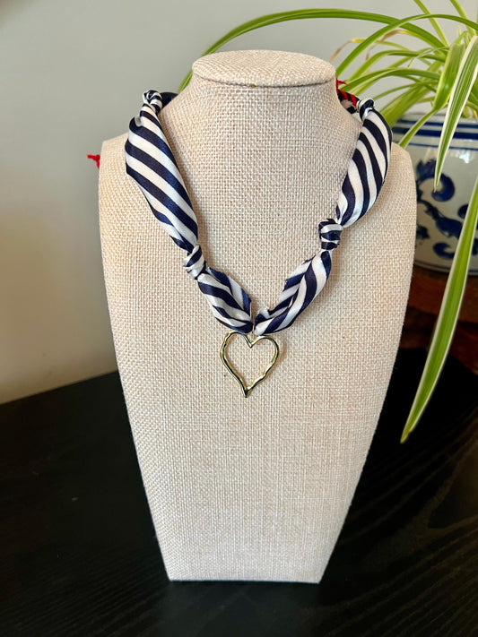 Navy Stripped Scarf Necklace