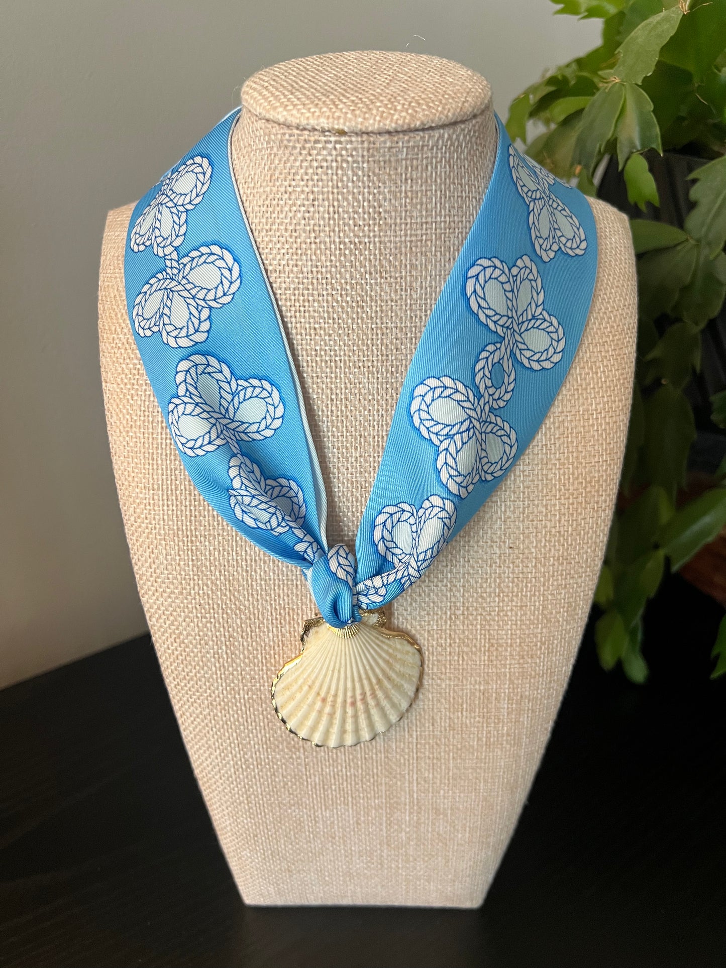 Light Blue Shell Scarf Necklace