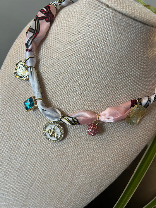 Pink Bee Charm Necklace