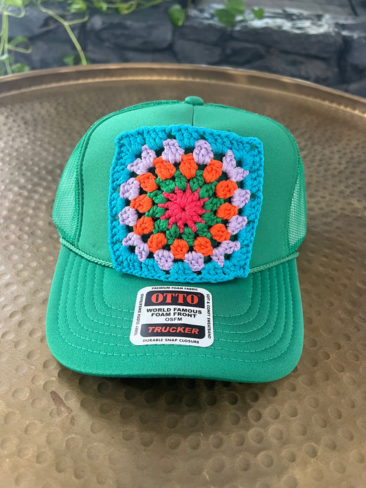 Kelly Green Granny Square Hat