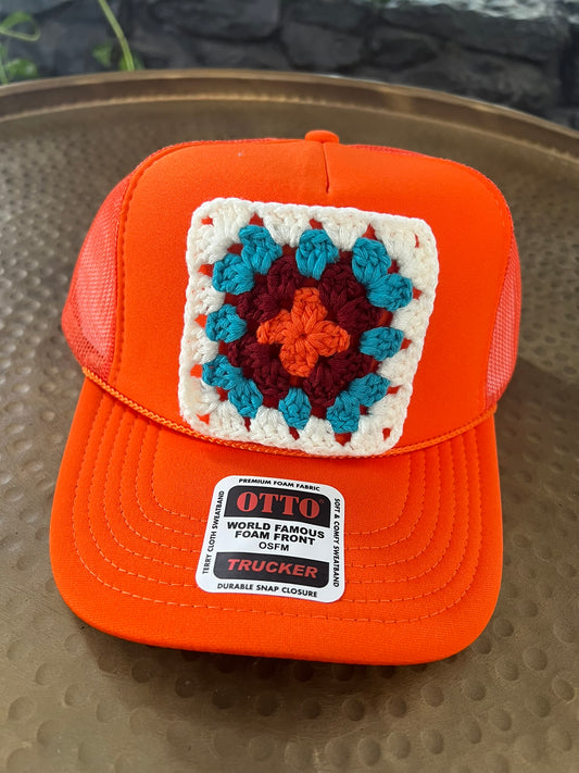 Orange Granny Square Hat