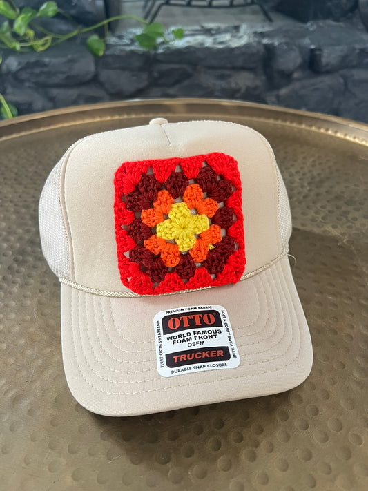 Tan Granny Square Hat