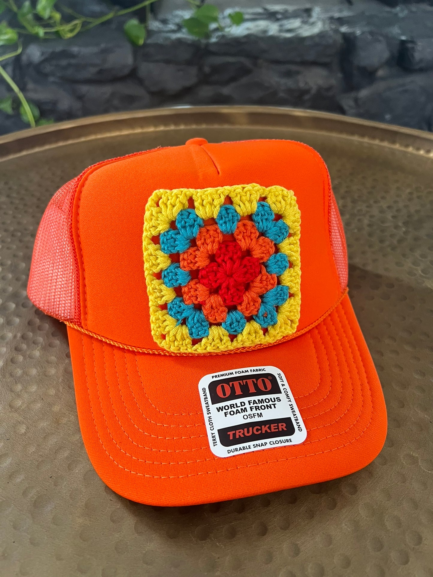 Orange Granny Square Hat