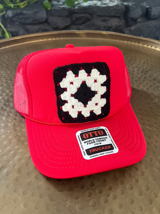 Red Granny Square Hat