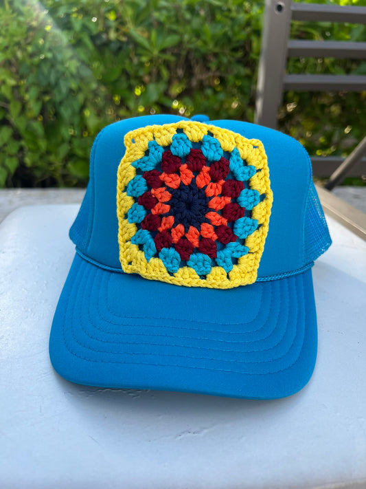 Blue Granny Square Hat
