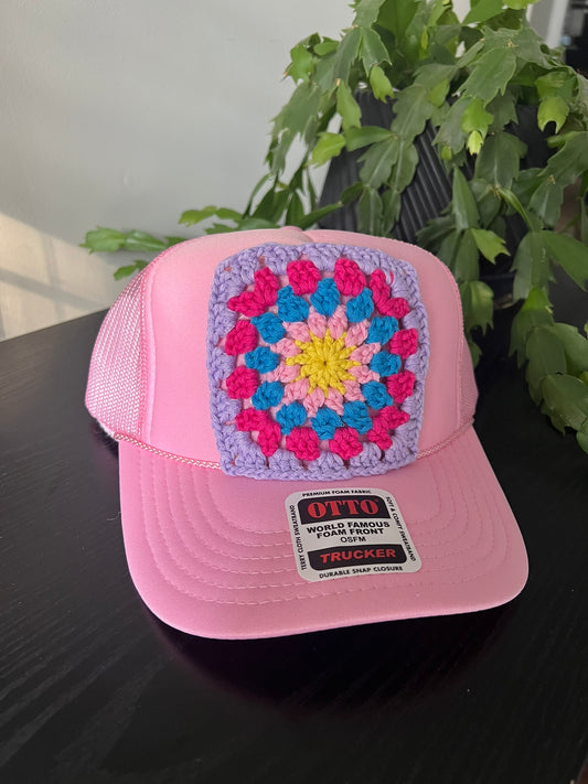 Light Pink Granny Square Hat
