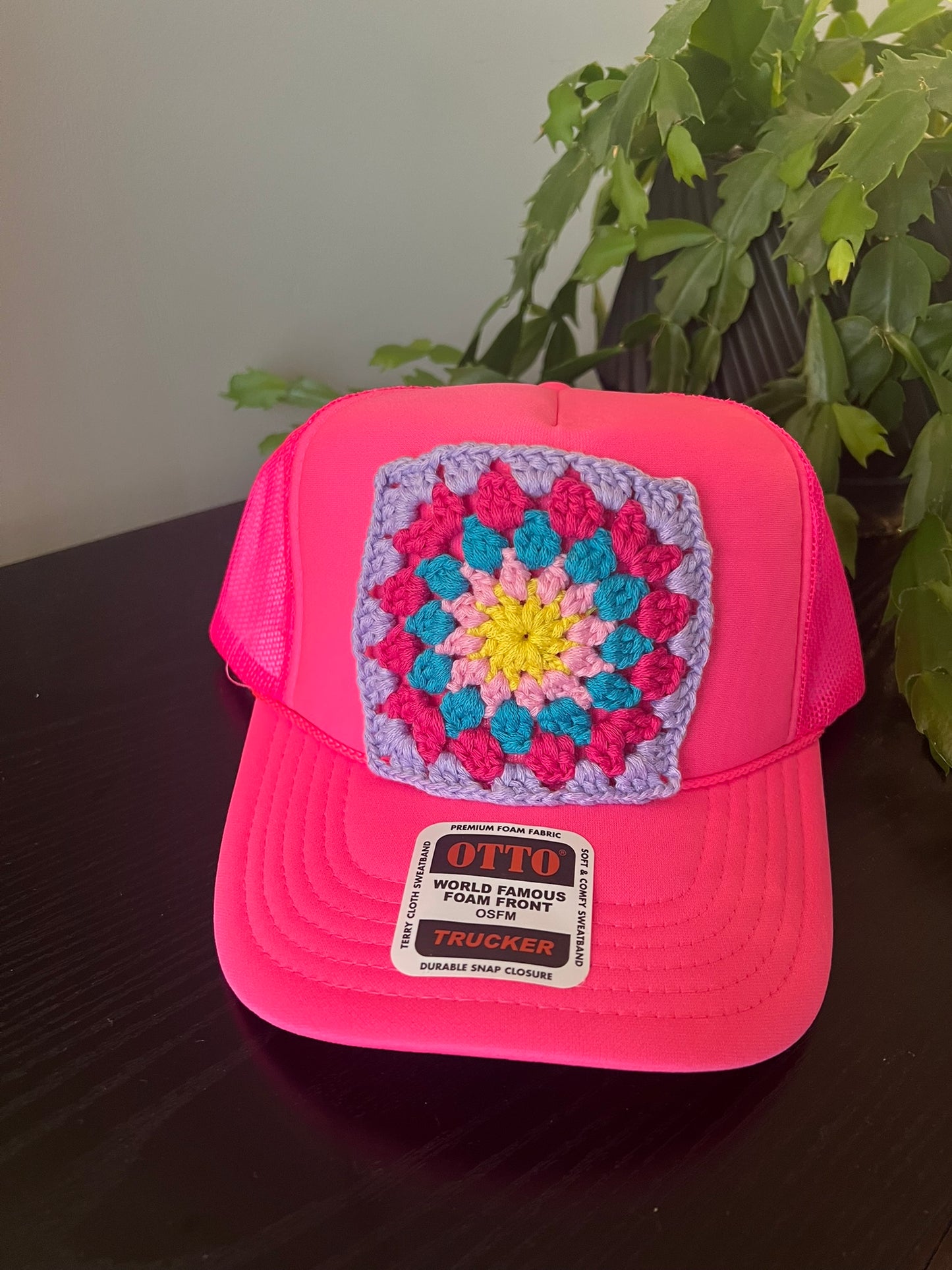 Hot Pink Granny Square Hat