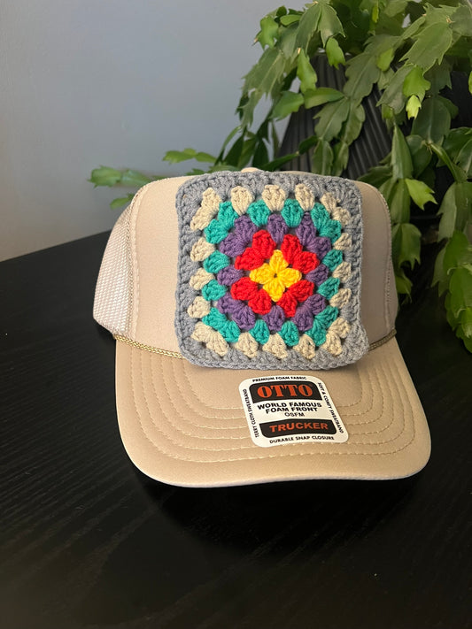 Tan Granny Square Hat