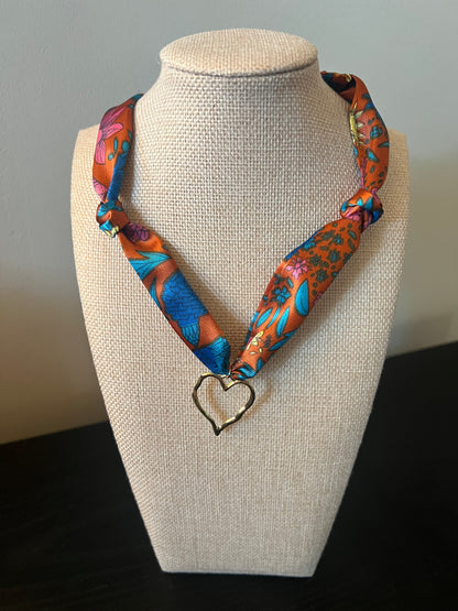 Brown Floral Scarf Necklace