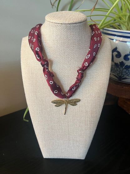 Maroon Paisley Scarf Necklace
