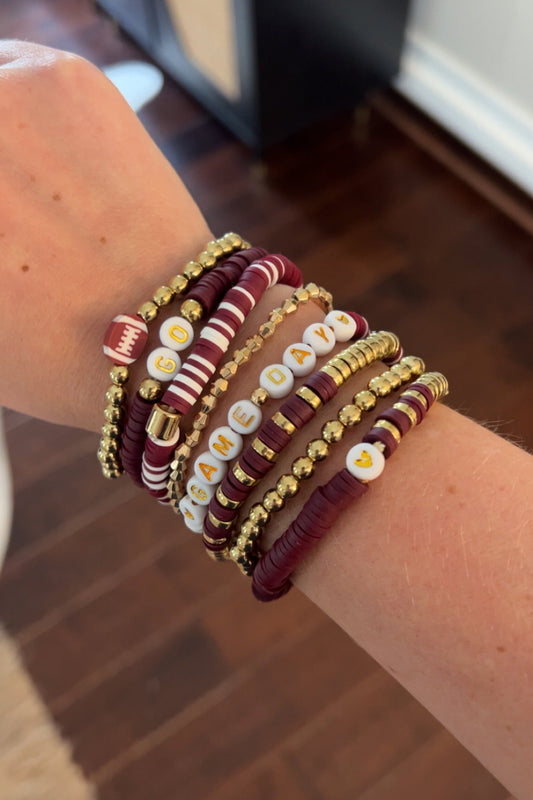 Maroon & White Game Day Bracelets