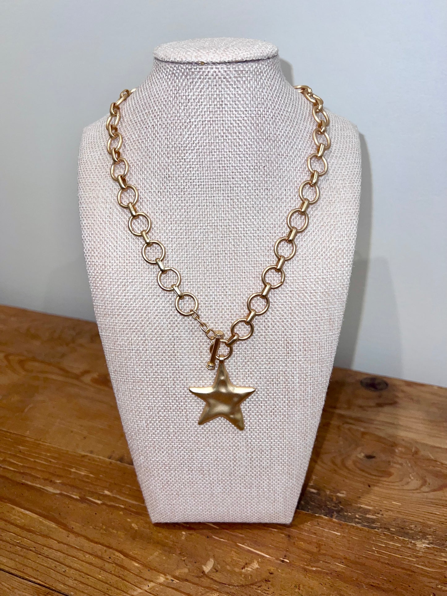 Matte Gold Star Necklace