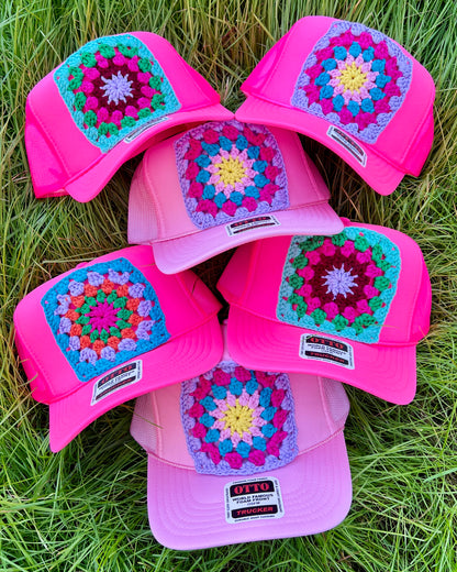 Hot Pink Granny Square Hat