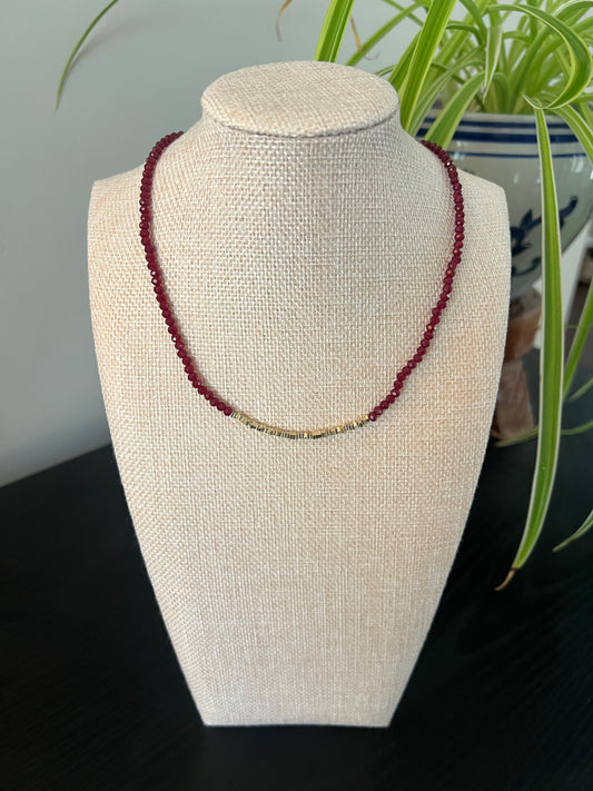 Maroon Beaded Necklace