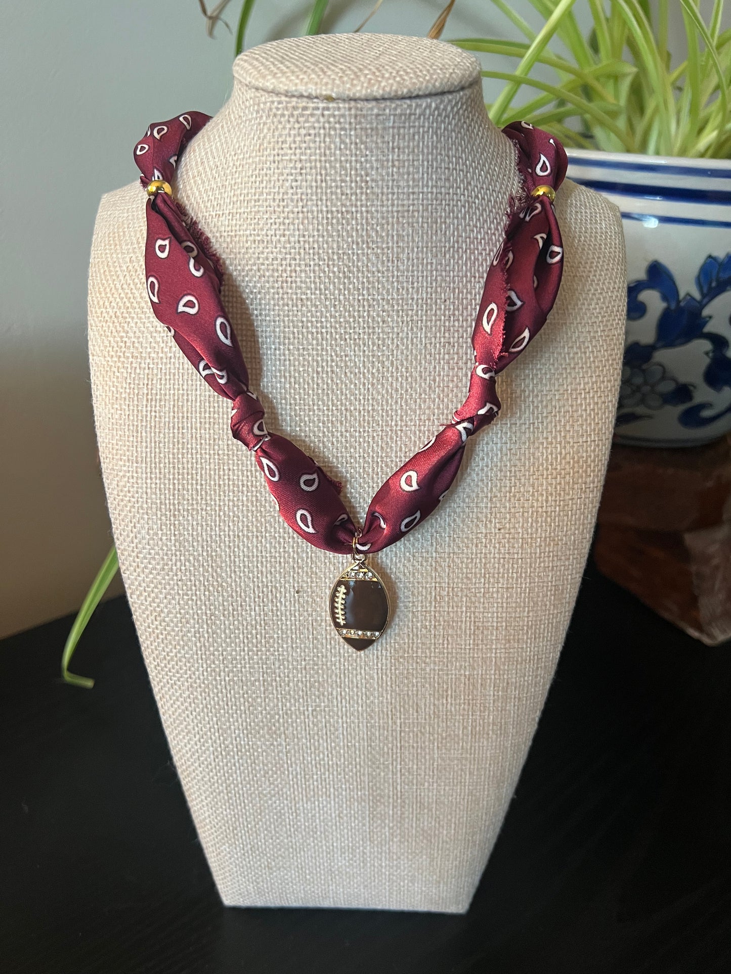Maroon Paisley Scarf Necklace