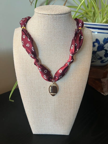 Maroon Paisley Scarf Necklace
