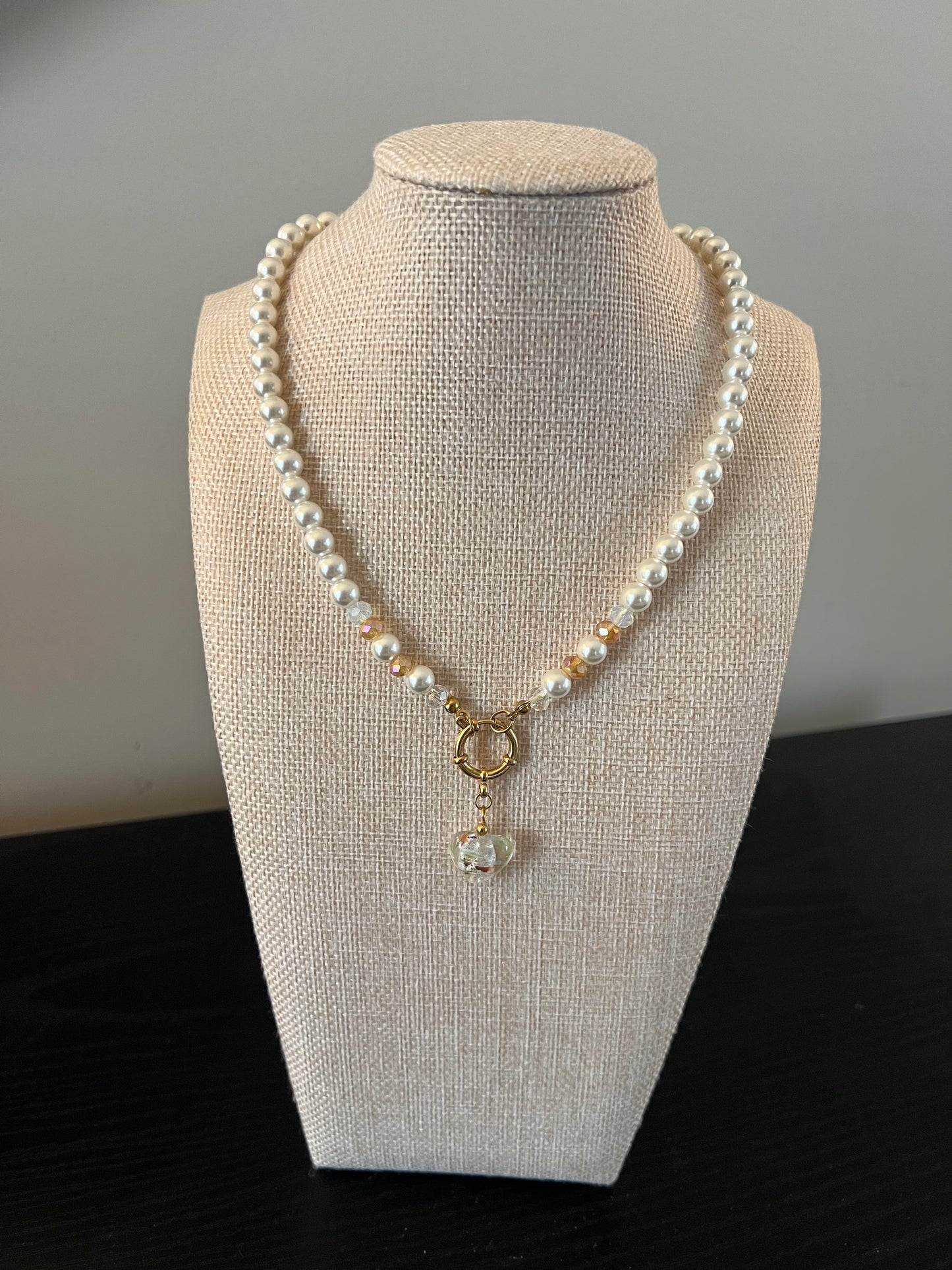 Peal Heart Beaded Necklace