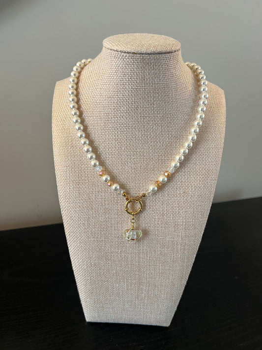 Peal Heart Beaded Necklace
