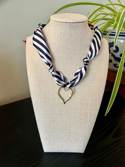 Navy Stripped Scarf Necklace