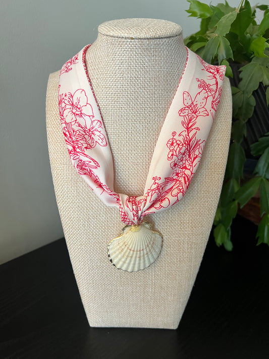 Pink & White Shell Scarf Necklace