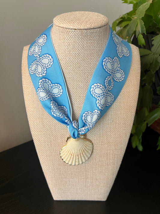 Light Blue Shell Scarf Necklace