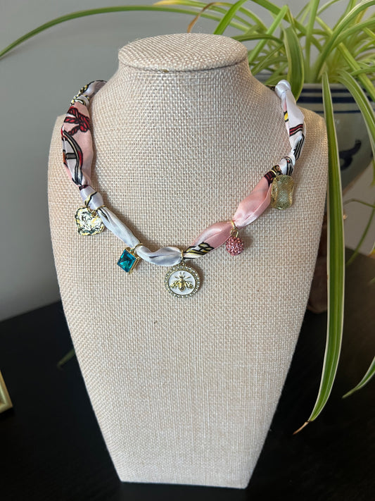 Pink Bee Charm Necklace
