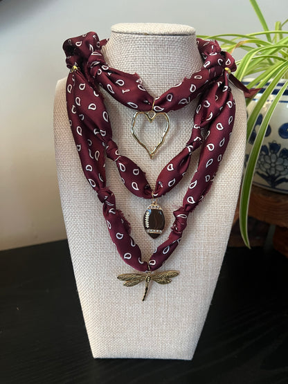 Maroon Paisley Scarf Necklace