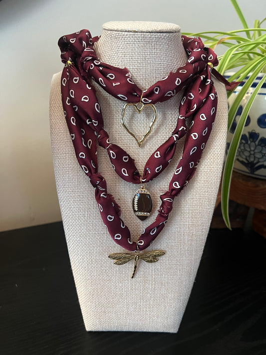 Maroon Paisley Scarf Necklace
