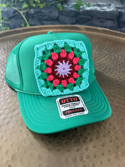 Kelly Green Granny Square Hat