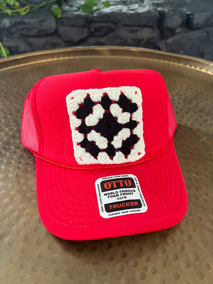 Red Granny Square Hat