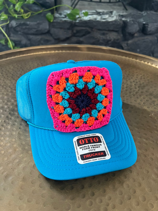 Blue Granny Square Hat