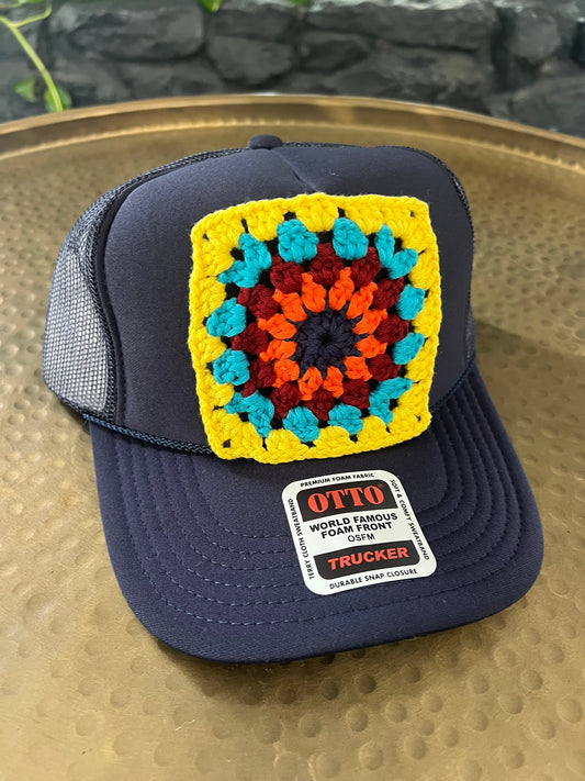Navy Granny Square Hat