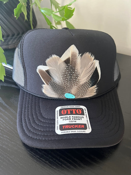 CUSTOM Black Feather Trucker