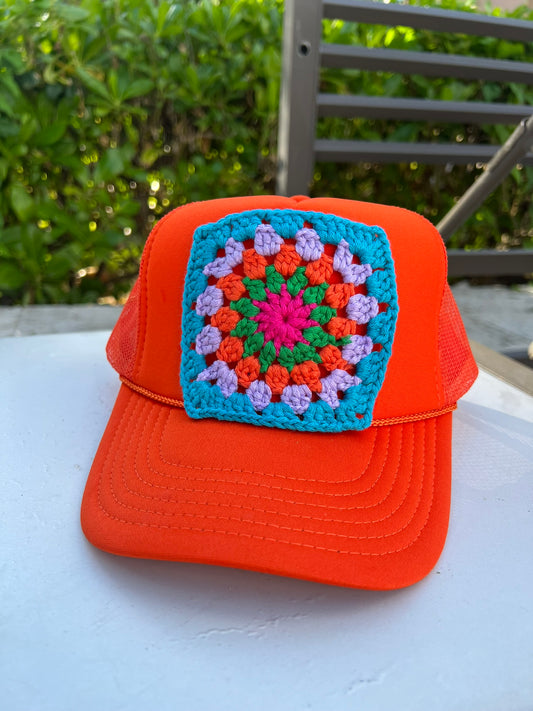 Orange Granny Square Hat