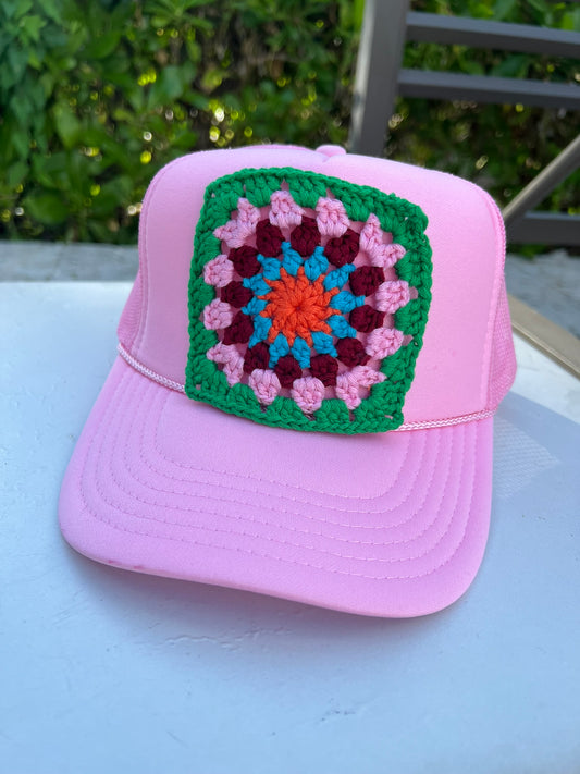 Light Pink Granny Square Hat