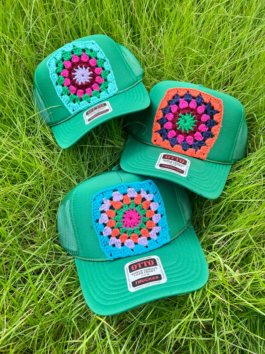 Kelly Green Granny Square Hat