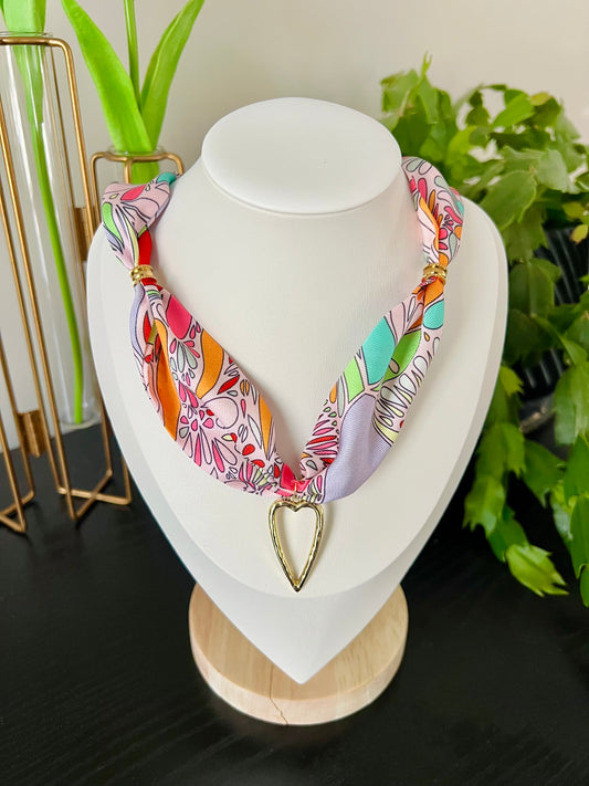 Pink Summer Staple Scarf Necklace
