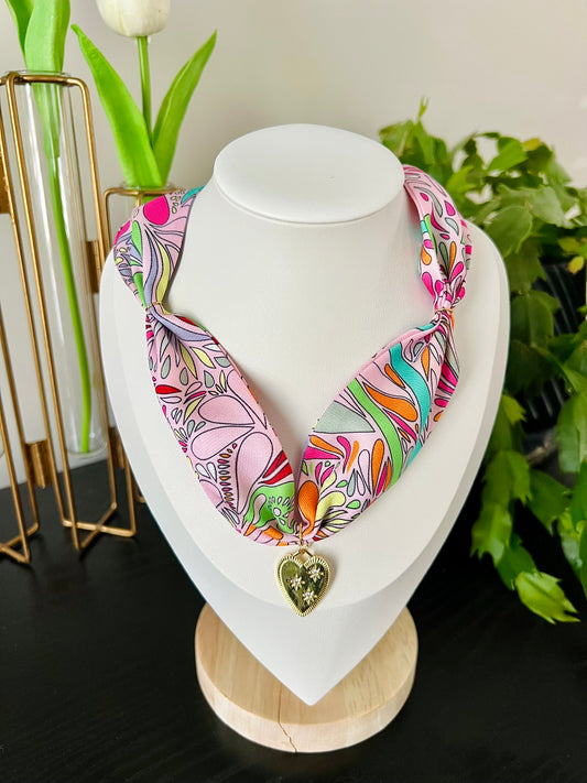 Pink Summer Staple Scarf Necklace