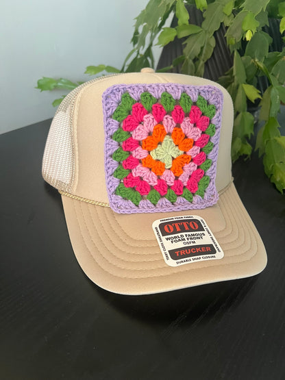 Tan Granny Square Hat