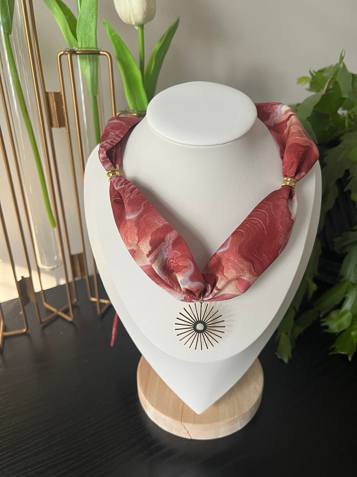 Art Print Scarf Necklace